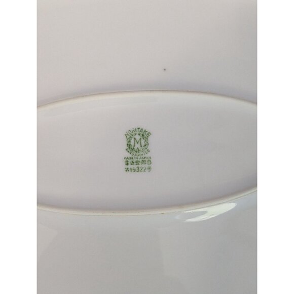 Noritake China Azalea 13 3/4" Hand-Painted Oval Tray platter green M wreath mark - Picture 3 of 13